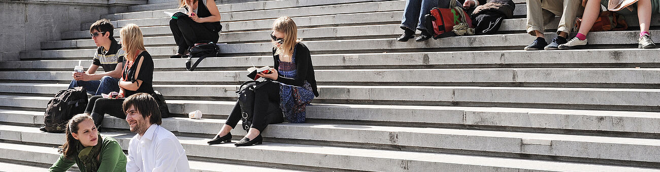 Students sitting on the stairs